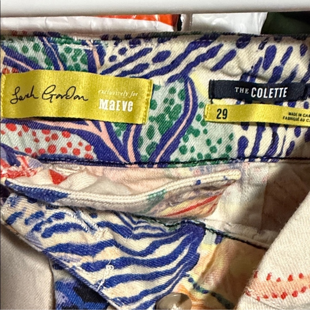 Anthropologie Cream Floral Wide-Leg Pants - Picture 3 of 5